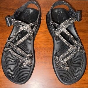 Chaco Black and Gray Strappy Sandals
